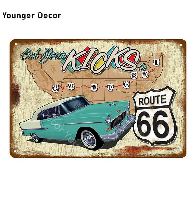 Винтаж US Route 66 металлические знаки американская дорога автомобиль мотоциклы тарелка настенный плакат Паб Бар Клуб домашний декор гараж украшение YI-024