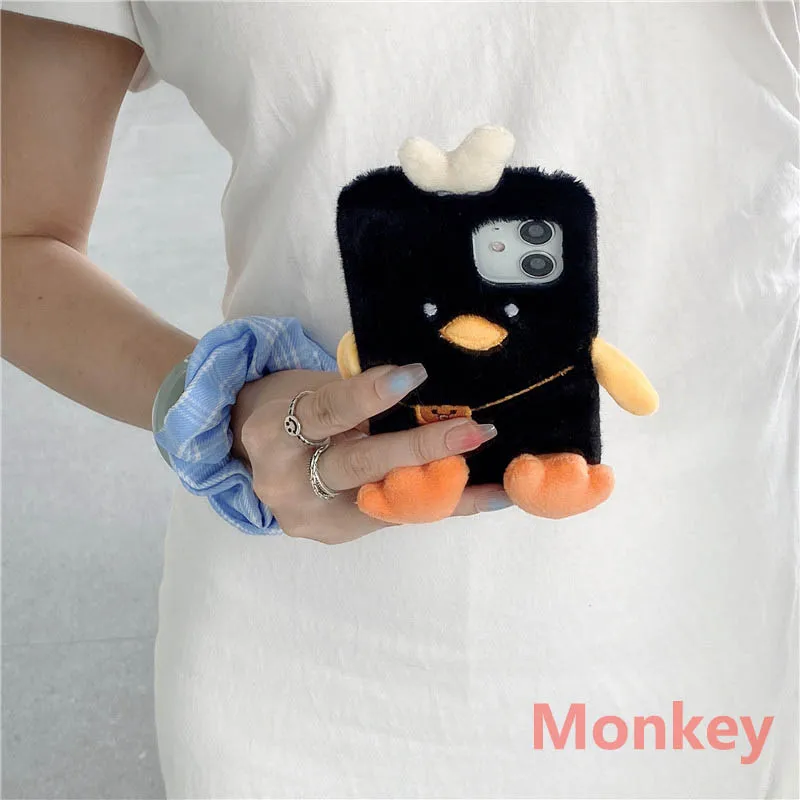 3D Cute Cartoon Duck Case For Samsung S21Ultra S21 S20 S10 S9 S8 Plus Note 20 10 A02S A12 A32 A42 A52 A72 Embroidery Plush Case