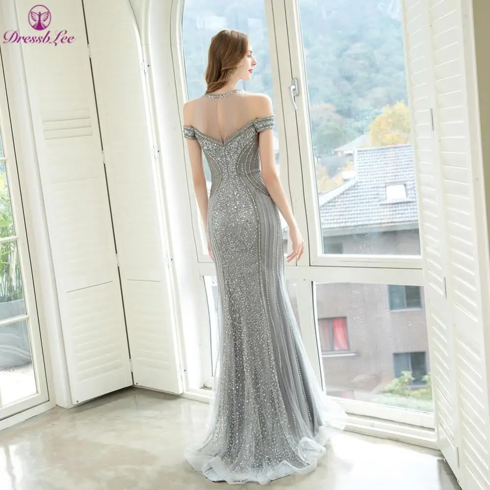 Sparky Full Beaded Embroidery Dubai Evening Dresses Long Cap Sleeves Floor Length Party Gown Mermaid Evening Dress Plus Size