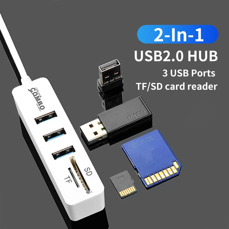 ANMONE 3 порта usb хаб с кардридером USB 2 0 Micro SD TF карта компьютерный адаптер