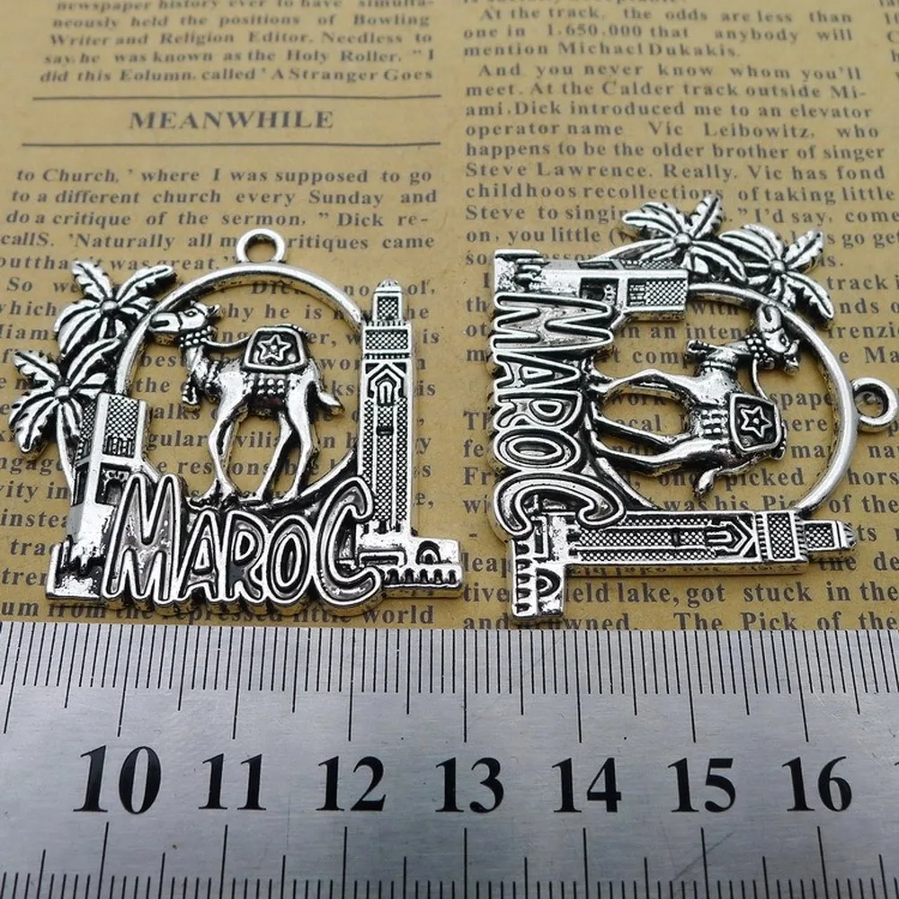 

25pcs Maroc Charms 42mm x 47mm DIY Jewelry Making Pendant antique silver color