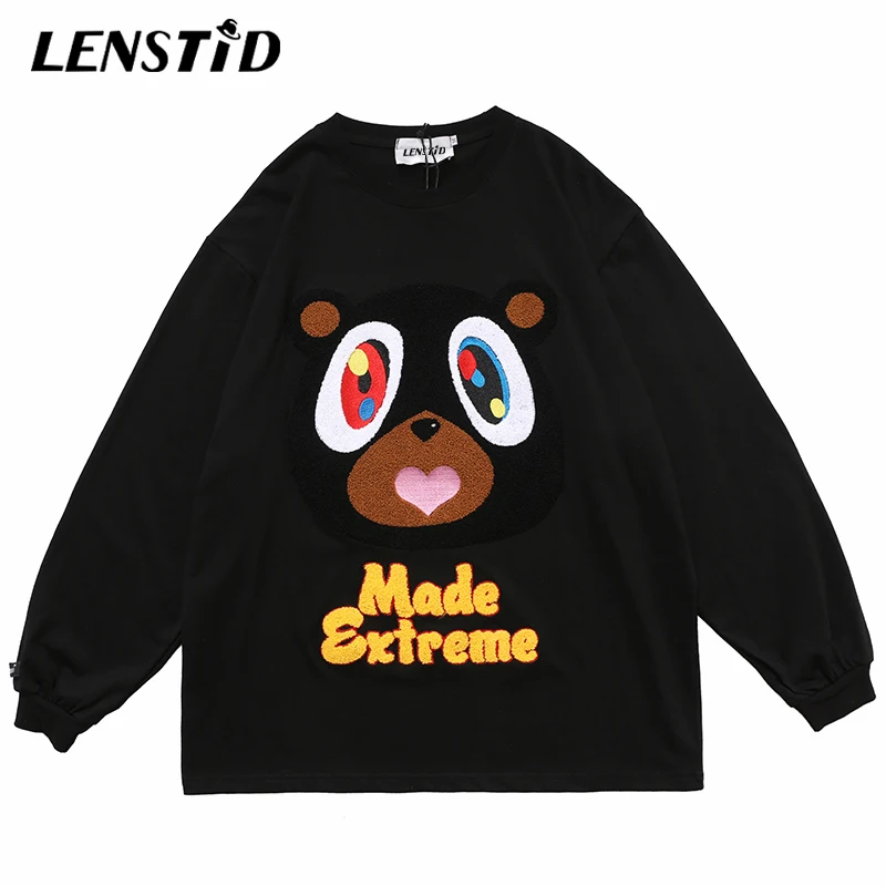 Футболка LENSTID мужская оверсайз в стиле хип-хоп уличная одежда Харадзюку с