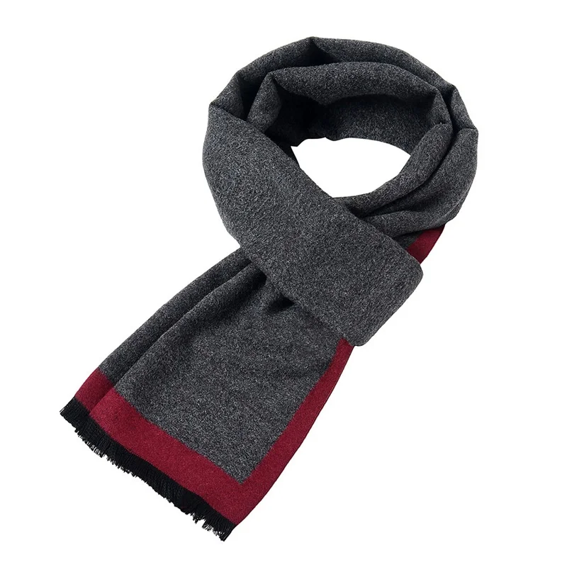 YUNCLOS матовый однотонный мужской шарф с короткой бахромой теплый осенне зимний 180