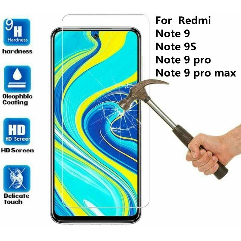 Закаленное стекло 9H для Xiaomi Redmi Note 9 9S 9pro Pro Max Защита экрана note защитное | Мобильные