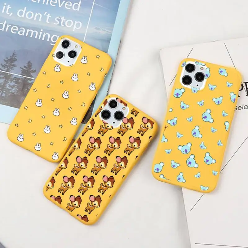 

Cartoon Animal Phone Case For IPhone 6 6s 7 8 Plus X Xs Xr Xsmax 11 12 Pro Promax 12mini Candy Yellow Silicone Cover