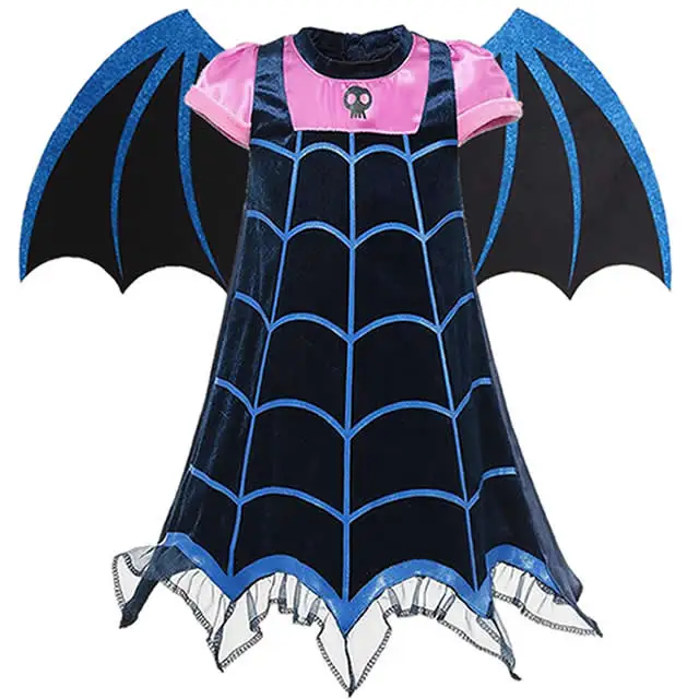 Vampirina Dress A Костюм вампирина с крыльями для девочек; детская одежда для ролевых игр с героями мультфильмов; Детские вечерние Карнавальные Платья вампира на Хэллоуин - Цвет: Vampirina Dress A