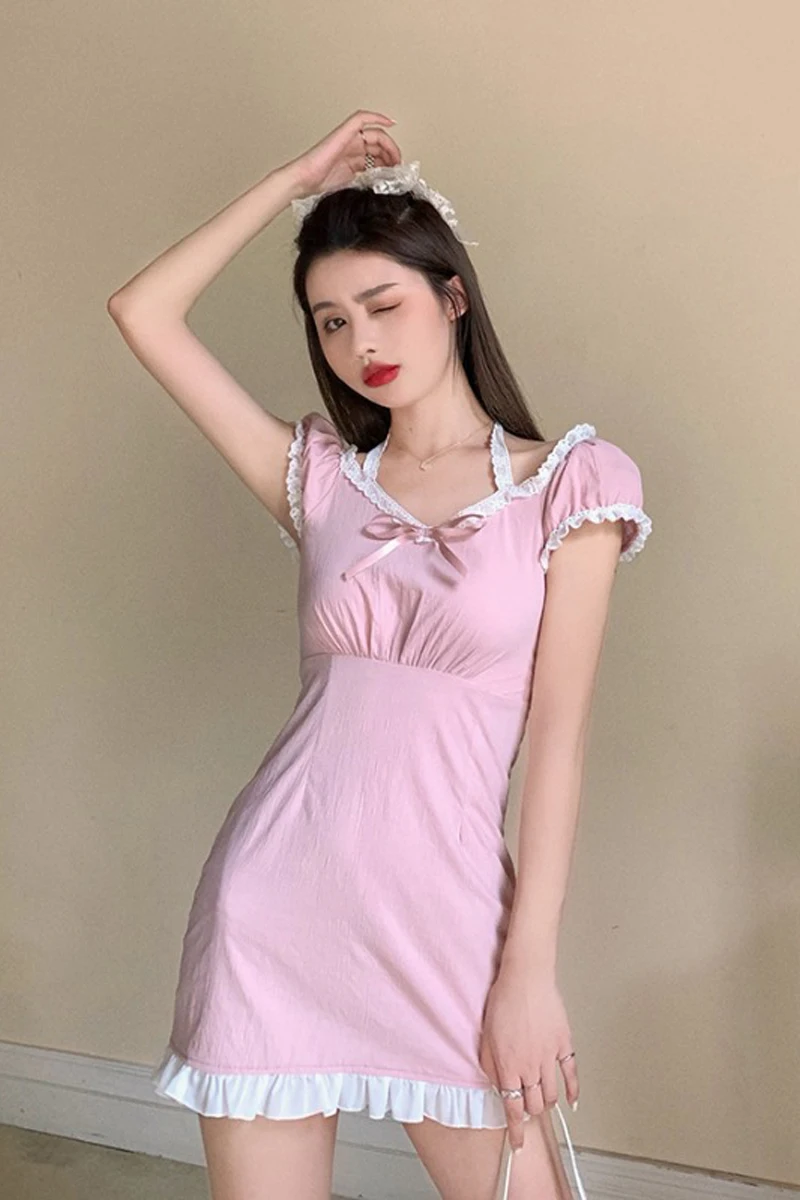 

Lace Pi Girl suspender dress waist down French skirt summer 2021 new style short skirt