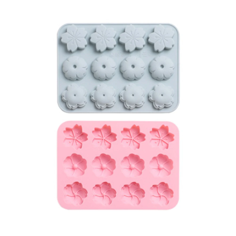 

12 Flower Shaped Silicone Cake Mould Jelly Pudding Chocolate Ice Cube Oven Mould Baking Cake Fudge Decoration Tool