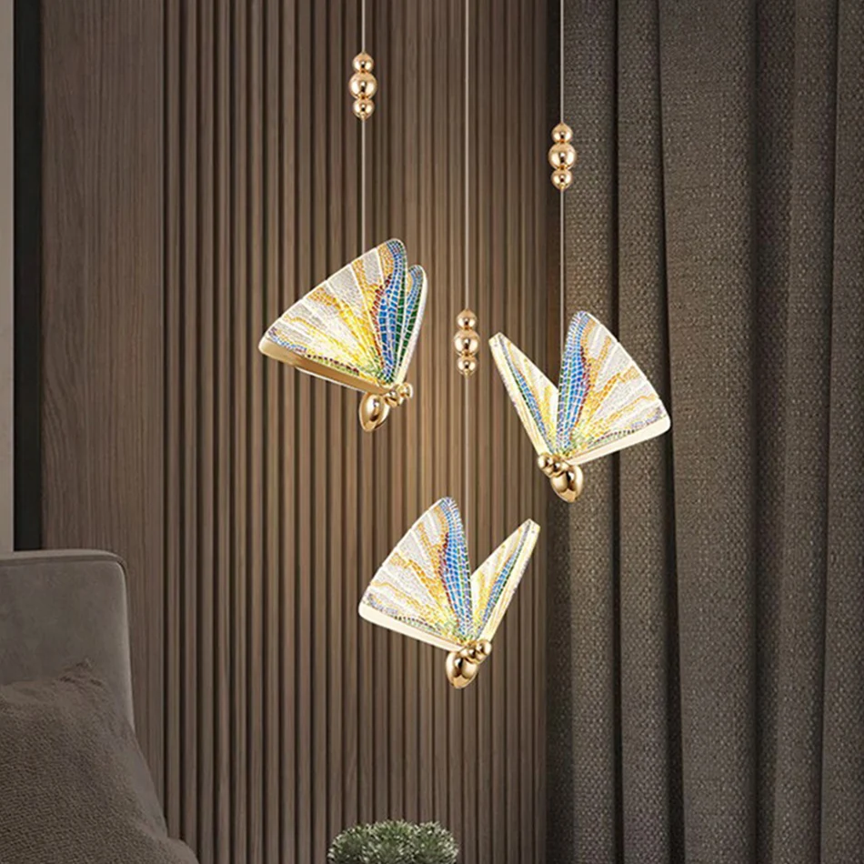 

Светодиодные подвесные светильники-бабочки, комнатное освещение, Скандинавская прикроватная лестница, Современная Художественная Подвес...