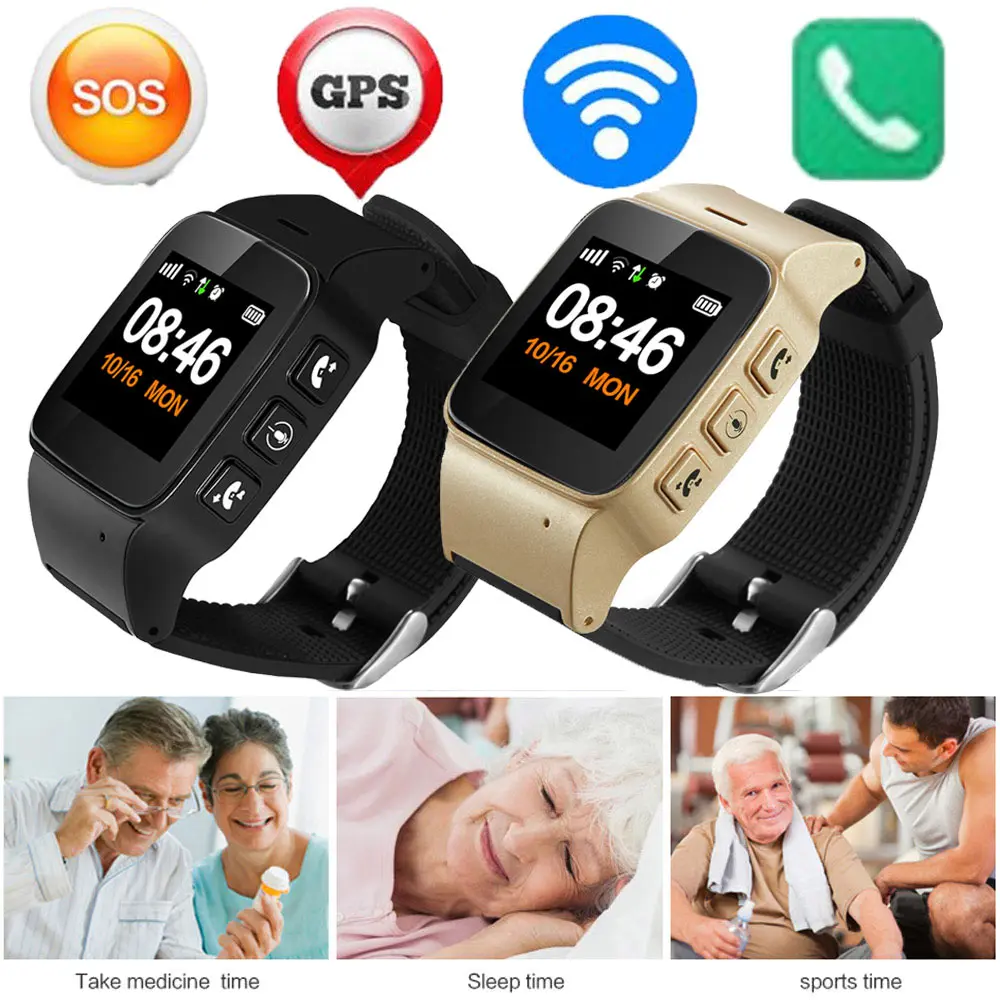 

Elderly Smart Watch GPS+LBS+WIFI Positioning Anti-lost Heart Rate Blood Pressure D200 Smartwatch IP68 Waterproof Watch