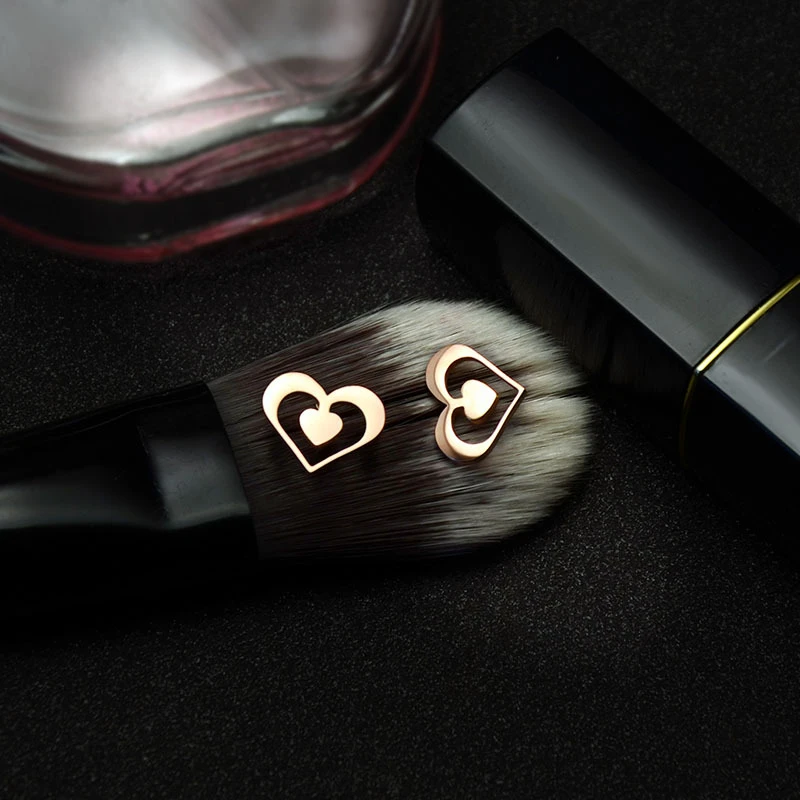 

Romantic Double Heart Stud Earrings For Women Ethnic Jewelry Trendy 2020 Simple 316l Stainless Steel Ear Aretes Christmas Gifts