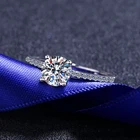 Обручальное кольцо с муассанитом женское, классическое свадебное кольцо с 4 зубцами из стерлингового серебра с бриллиантами, изящное Ювелирное Украшение