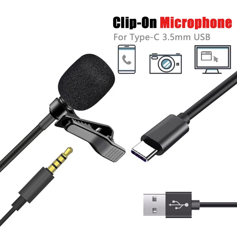 Конденсаторный микрофон 3 5 мм USB с креплением на клипсе | Электроника