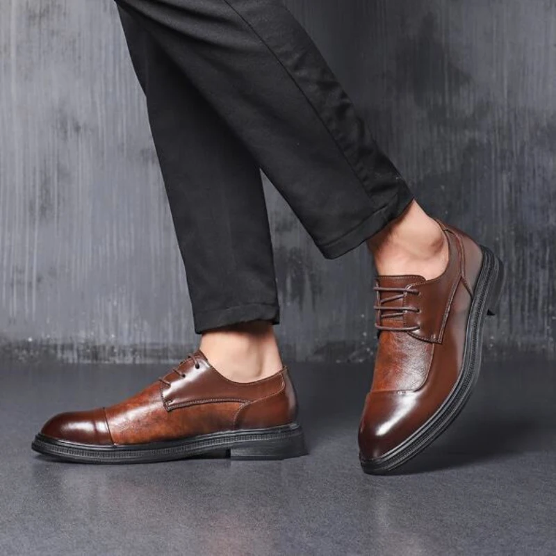 Мужские туфли броги оксфорды модные британские свадебные мужские деловые