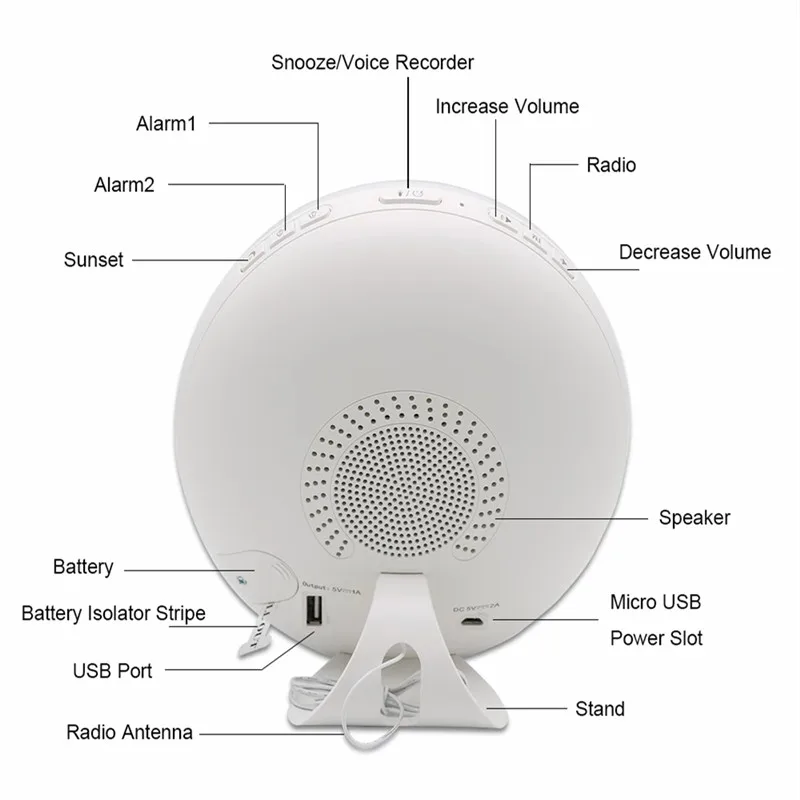 

WiFi Smart Wake Up Light Alarm Clock 7-Color Sunrise Sunset Smart Life by Tuya APP ZigBee FM Radio Works with Alexa Google Home
