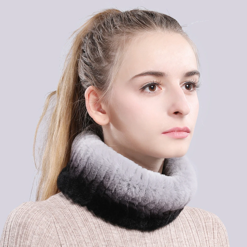 Brand Quality Good Elastic Women Real Rex Rabbit Fur Headband Scarf Luxury Lovely Girls Natural Ring Scarves |