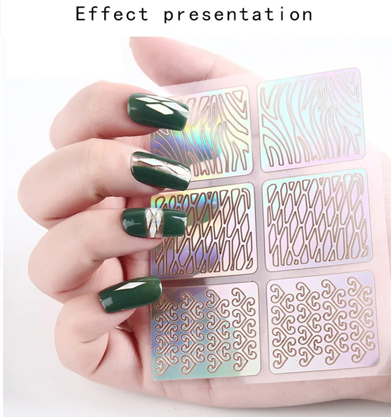 6/12/24 sheets Hollow Nail Art Tips Laser Guides Transfer Stickers Accessories French Tips Manicure Decal Decoration Stamping Template Nail Tools