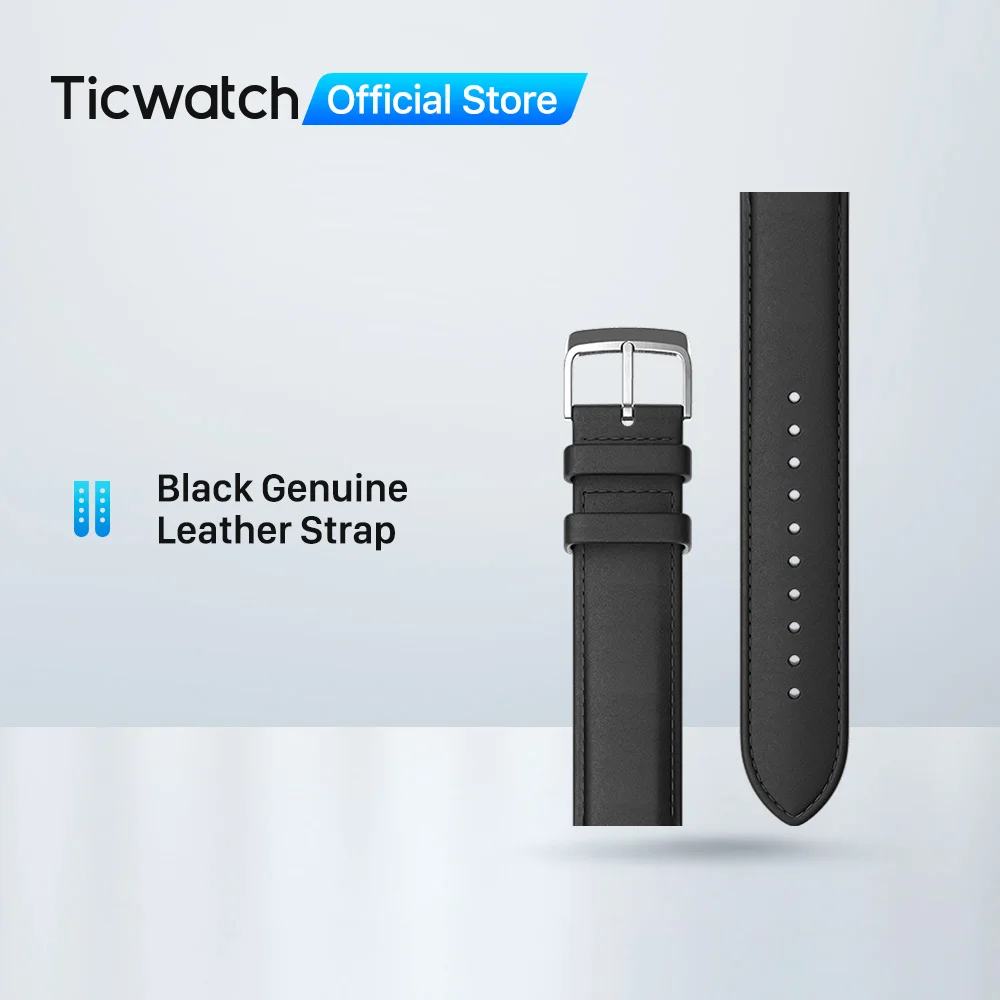 20 мм оригинальный ремешок из натуральной кожи для часов TicWatch E &amp C2 (оникс и