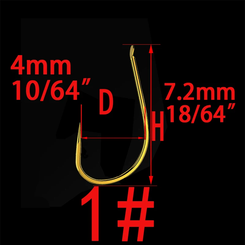 Non-barb Hook Size1 100 шт. Высокоуглеродистая сталь золотой рыболовный крючок Размер 1#2#3#4#5#6#7#8#9#10#11#12# рыболовные крючки для ловли карпа - Цвет: Non-barb Hook Size1