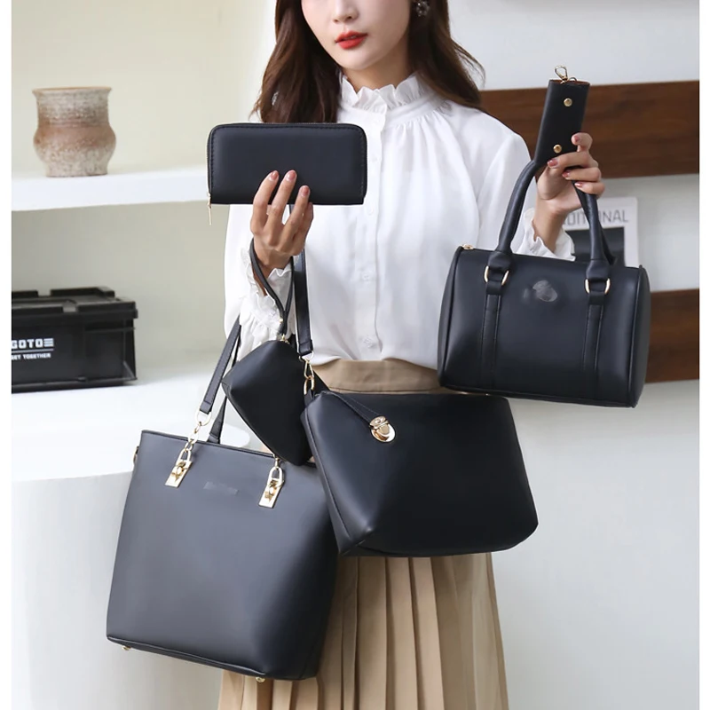 

Новинка 2021, знаменитая дизайнерская портативная женская сумка большой вместимости, простая сумка через плечо из шести предметов для мам и д...