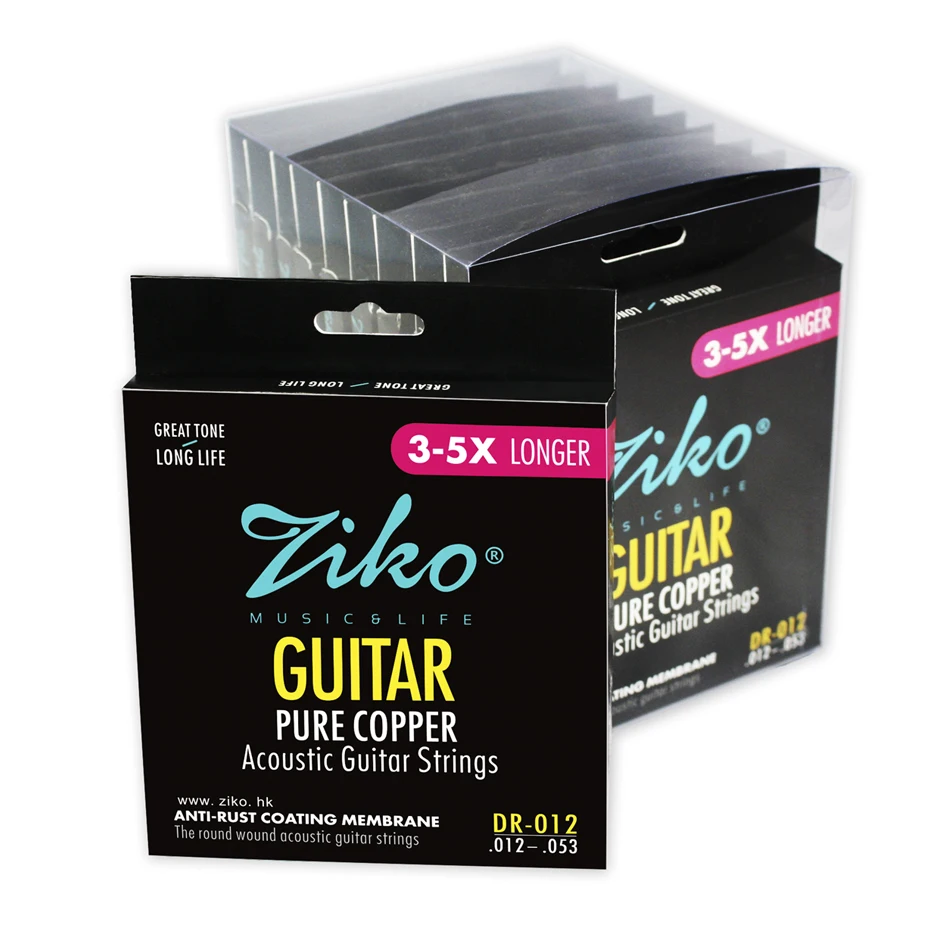 ZIKO DR Series 010-048 011-050 012-053 дюймовые Струны для акустической гитары струны из чистой меди, мембранная мембрана с антикоррозийным покрытием