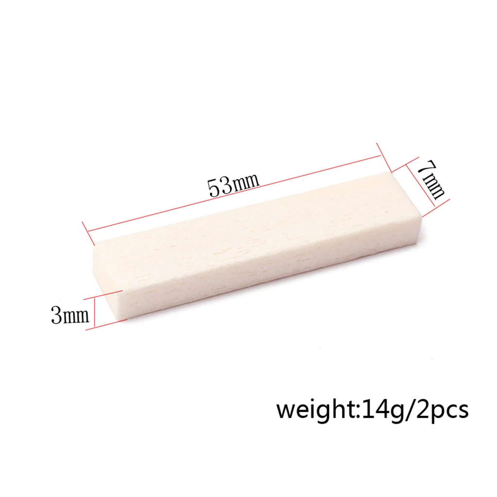 

2x Unslotted Bridge Saddles Nuts Nut Blank Guitar Replacement Parts 53x7x3mm