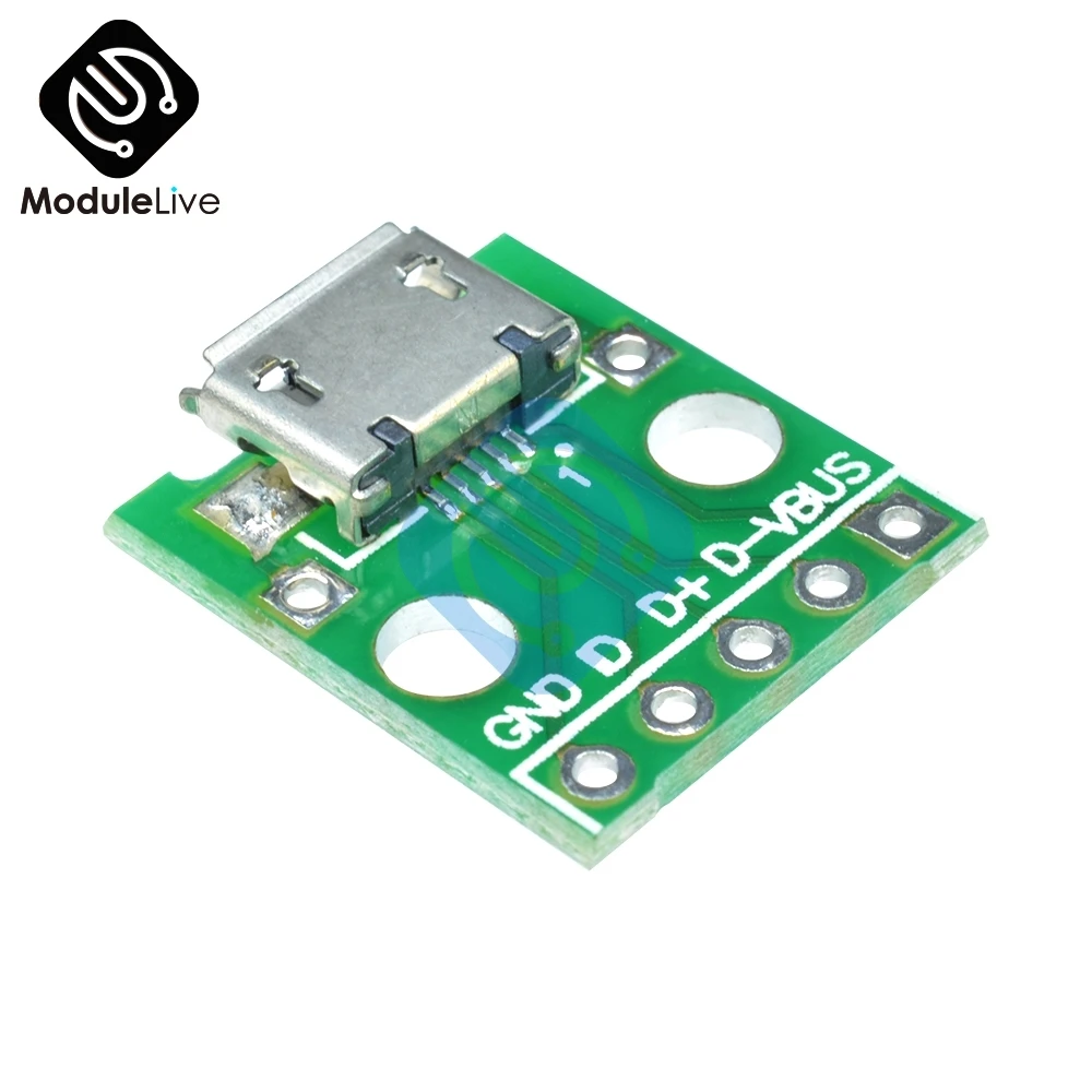 2,54 мм, Micro-USB для DIP адаптер 5pin женский Разъём b Тип PCB конвертер Pinboard 2,54 мм