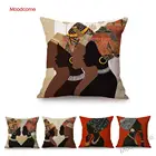 Чехол для диванной подушки, черный, с абстрактным рисунком в африканском стиле, для женщин и мужчин, из льна для стула, Африканское искусство