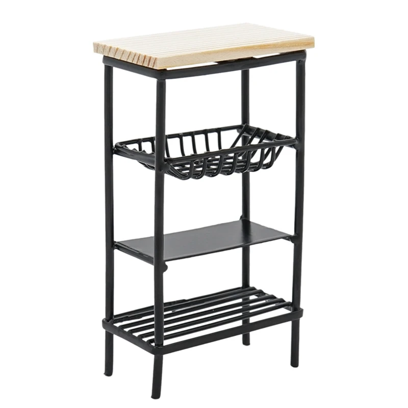 

1:12 Miniature Metal Wood Kitchen Side Cabinet Display Storage Shelf Furniture Dollhouse Accessory
