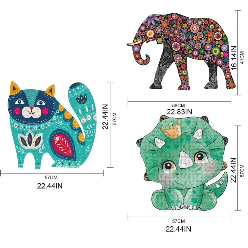 

500pieces Puzzle White Card Jigsaw Cat/Elephant/Dinosaur Puzzle Eco-Friendly Paperboard Material DIY Decorative Jigsaw