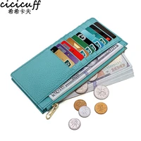 new women wallets zipper genuine leather coin purse ultrathin organizer case wallet multi card bit bank cards holder card case