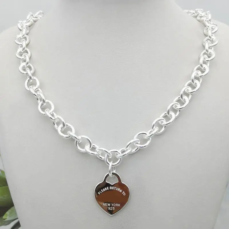 

1:1 sterling silver S925 classic popular fashion all-match heart-shaped pendant lady necklace jewelry