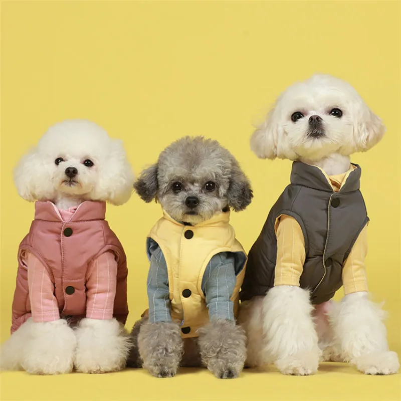 Симпатичный зимний жилет для собаки пуховик Теплый хлопковый собачий маленьких
