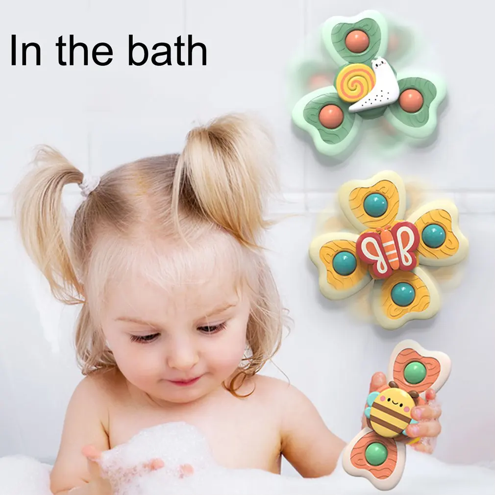

4pcs/Set Baby Rattles Shower Bathroom Grasping Gyro Animal Sucker Spinner Montessori Touch Sensory toys For Newborn 0-12 Months