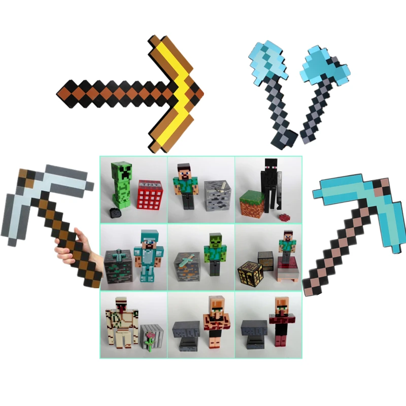 

Забавная игра My World экшн-Фигурки Коллекция ПВХ пластик EVA Кирка топор аксессуары игрушки подарок для детей