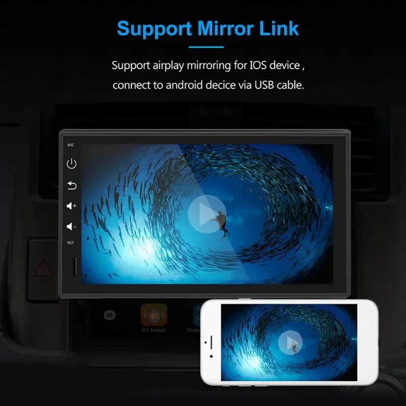 

Bluetooth Car Stereo GPS Nav Android 8.1 WiFi USB AM FM RDS Radio Receiver High Definition With 1024 x 600 Pixel
