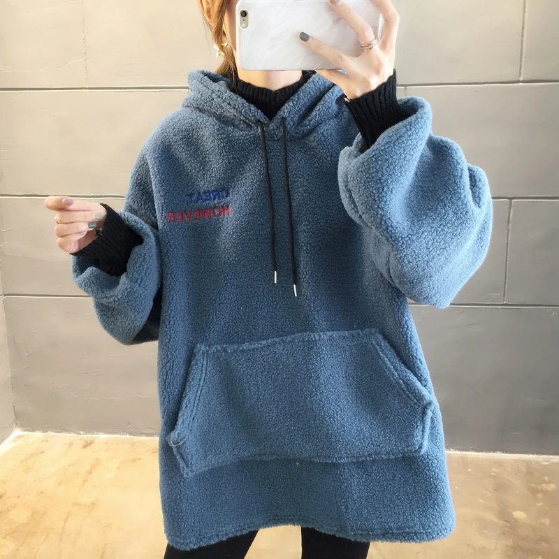 Осенне-зимнее корейское свободное студенческое пальто из овечьей шерсти с