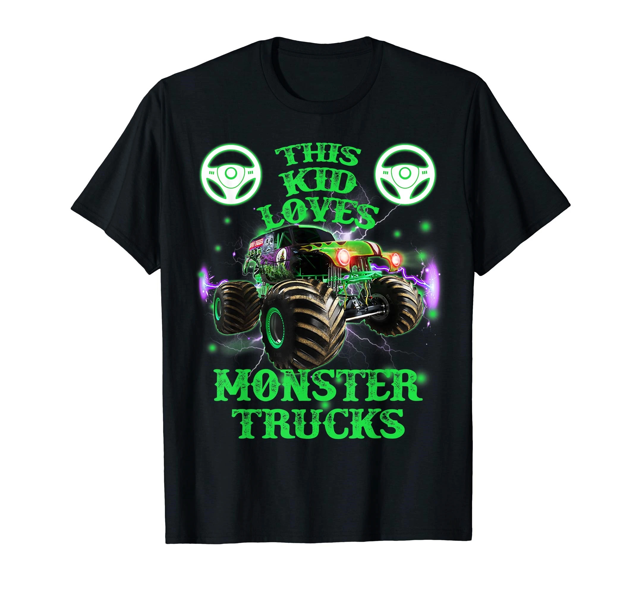 Этот ребенок любит Monster Trucks футболка подарок для мальчиков девочек Мужская