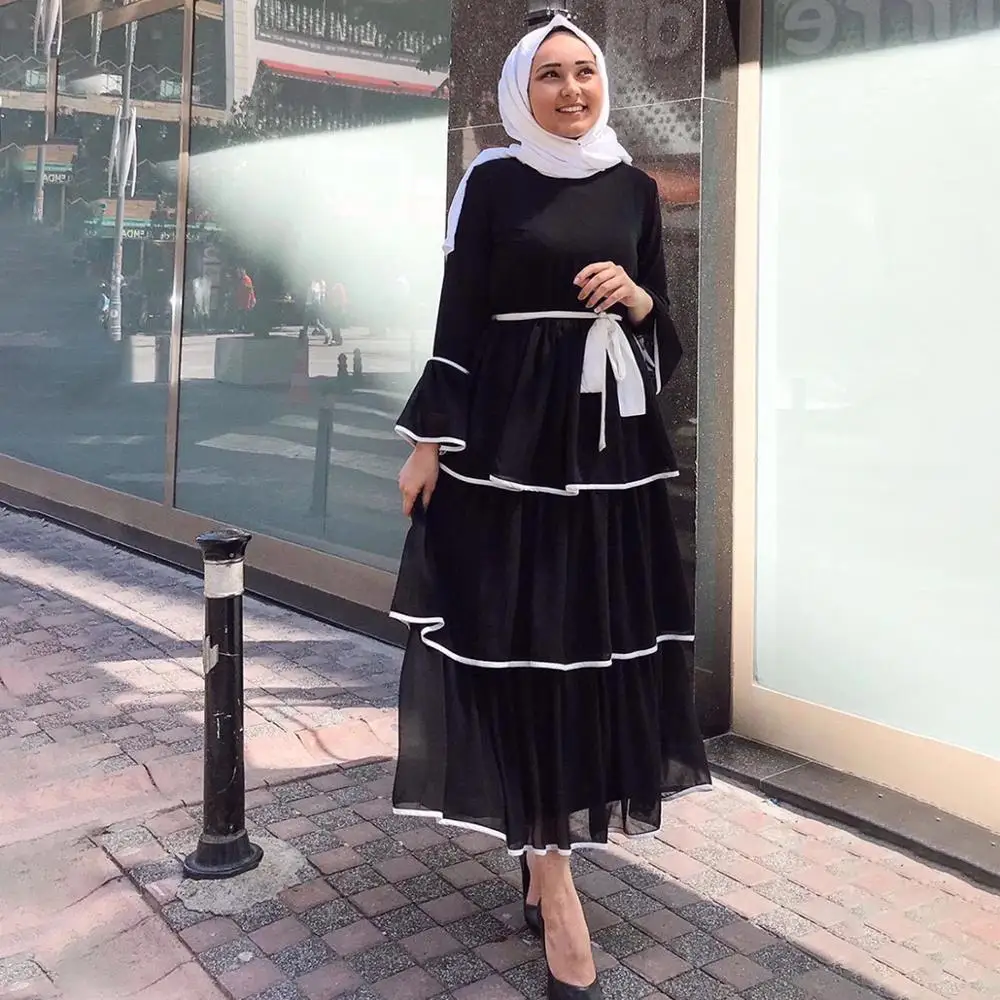 Женская юбка до щиколотки Abaya Dubai, Повседневное платье-Кафтан из микрофибры с завязкой на талии, американская одежда, мусульманская Мода