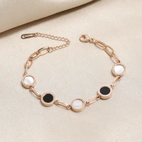 fashion stainless steel bracelet womens simple personality black and white fritillaria rose gold bracelet the best gift for you