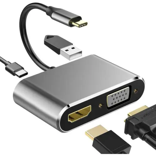 4 в 1 Type C концентратор адаптер PD зарядка VGA 4K HDMI USB 3 0 для Macbook Air iPad Pro | Электроника