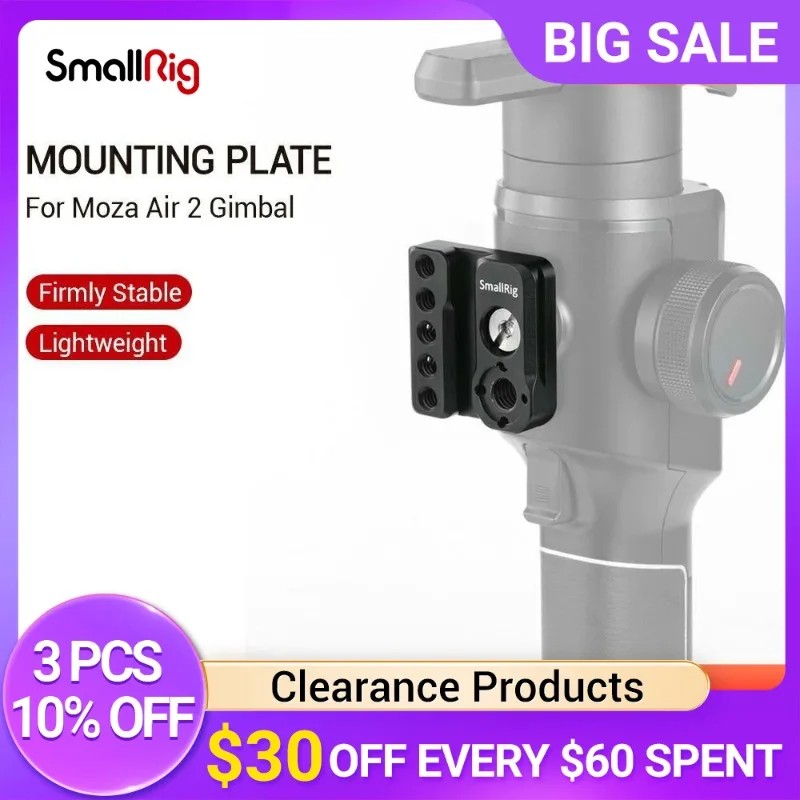 

SmallRig Quick Release Mounting Plate for Moza Air 2 Gimbal Plate With Nato Rail and Arri Threaded Mounting Holes -2319