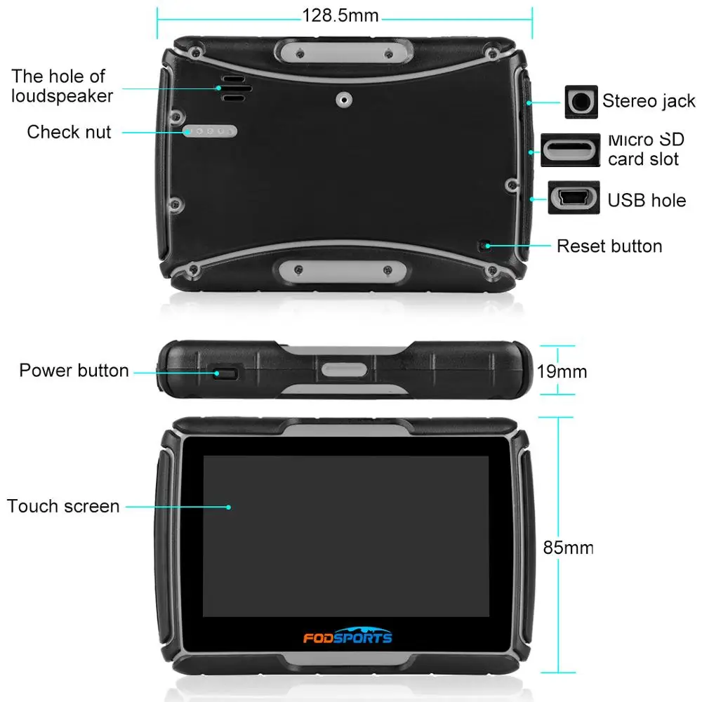 4 3 inch fodsports motorcycle gps navigation bluetooth ipx7 waterproof motorbike gps navigator 256mb ram 8gb flash free maps free global shipping