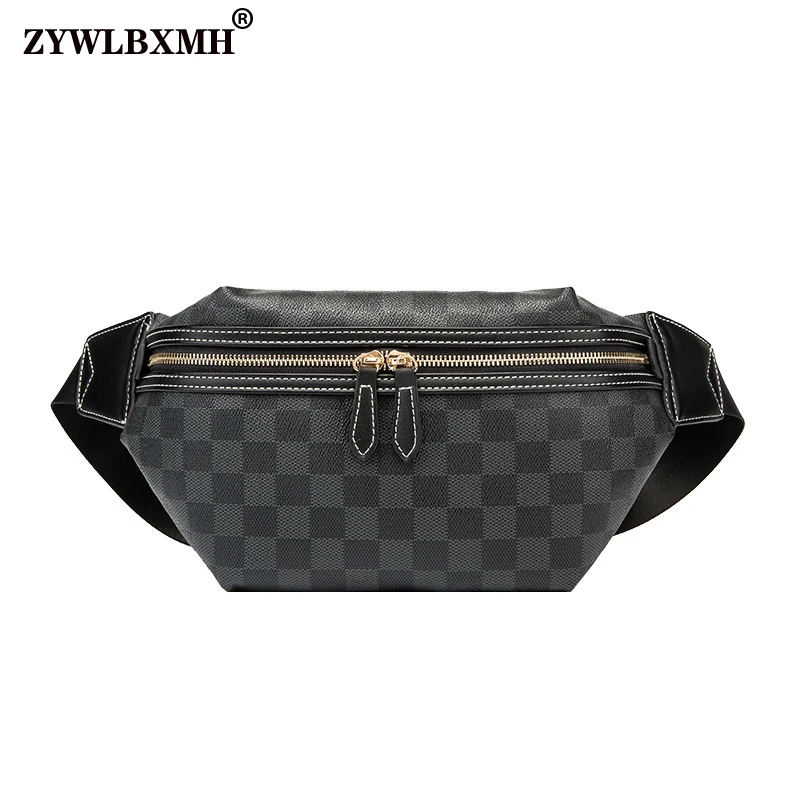 

ZYWLBXMH Fashion Men's Bag Classic Plaid Waist Bag Solid Color Waist Packs Waterproof PU Leather Fanny Pack Belt Bag RiÃ±onera