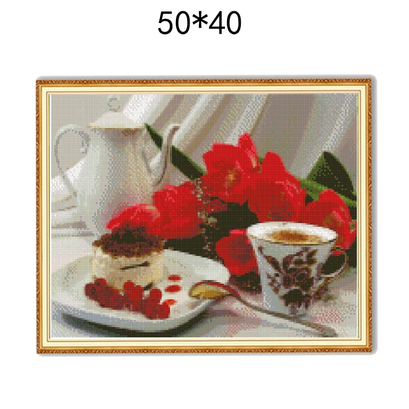 Алмазная вышивка KAMY YI мозаика из квадратных страз Чайная и димсум Набор для