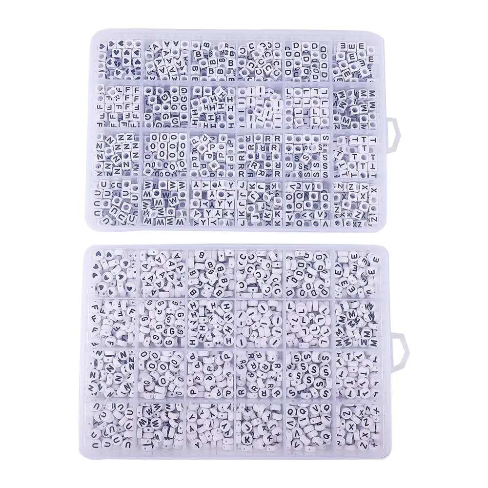 1BOX 26 Letters Acrylic Beads Heart &amp Cube Alphabet Digital Loose Spacer For Jewelry Making Handmade DIY Bracelet Necklace | Украшения и