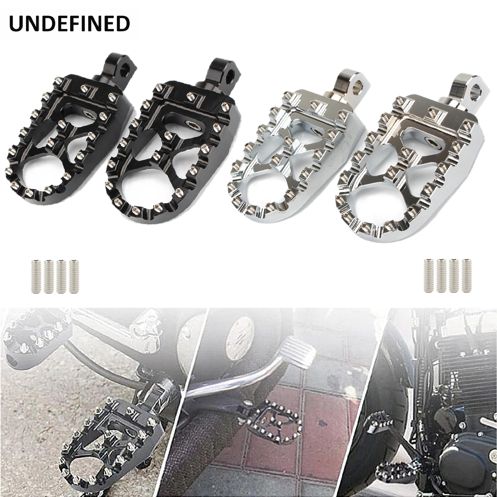 MX Foot Pegs Motorcycle Front Rear Wide Fat Footrests Bobber For Harley Dyna Street Bob Fatboy Softail Sportster XL883 Road King