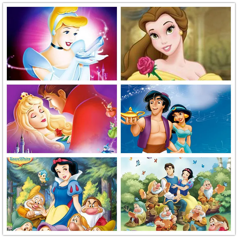 

Алмазная картина «сделай сам» Disney 5D, алмазная вышивка принцессы и принца, полный набор для вышивки крестиком, украшение комнаты, рождествен...