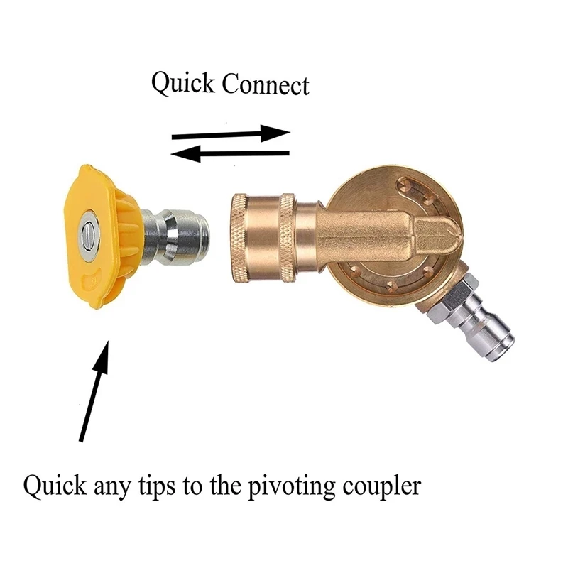 Power Pressure Washer Spray Nozzle Tips And Quick Connect Pivot Adapter Coupler 220 Degrees With 7 Rotation Angles |
