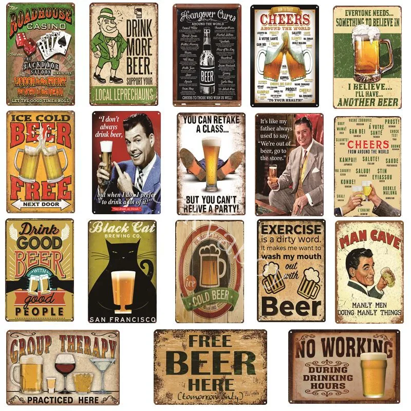 Cheers Man Cave Ice Cold Beer No Working Group Therapy металлические оловянные знаки для бара паба клуба